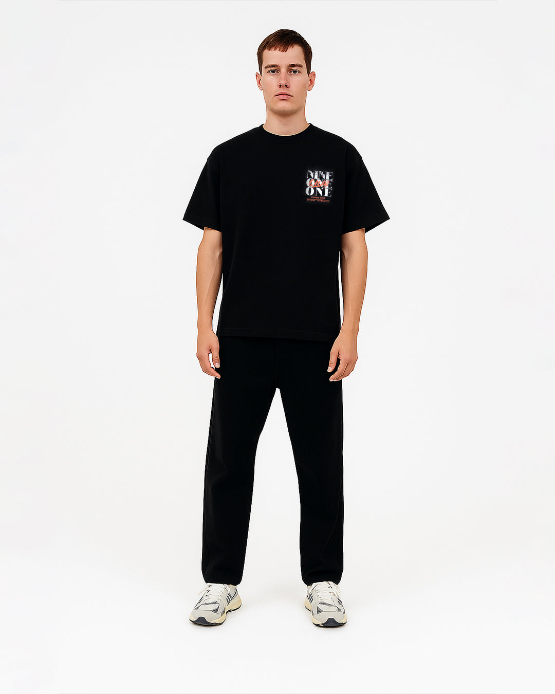 Pas Monaco Branded Men's Black Drop Shoulder “Nine One One Club” Graphic Tee MT-08