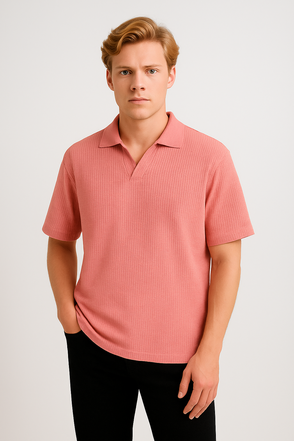 Spark Men's Pink Color Polo T-shirt MPT-02 E-09