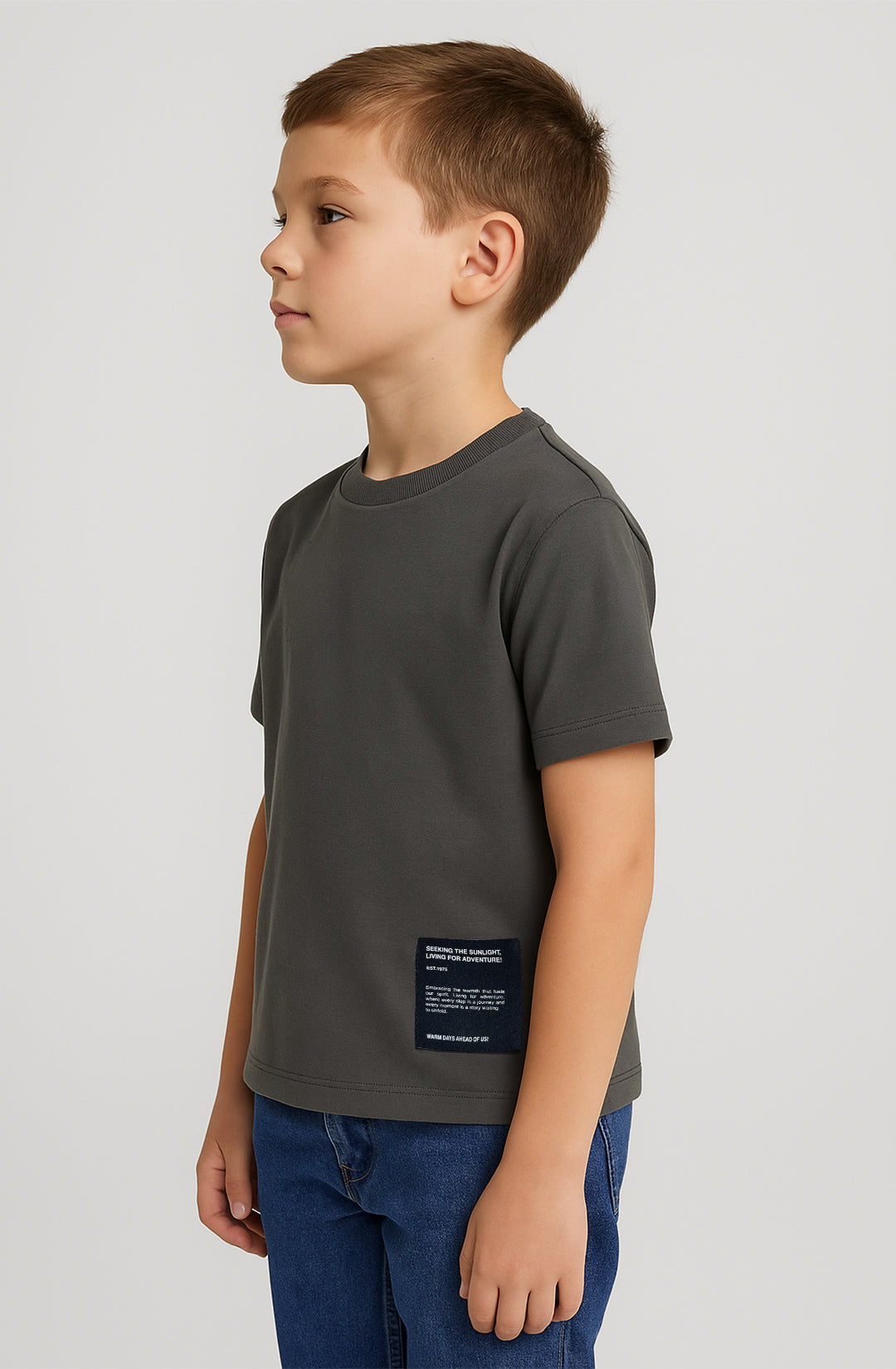 ZARRAA Branded Boy's Grey Color T-shirt BTS-14
