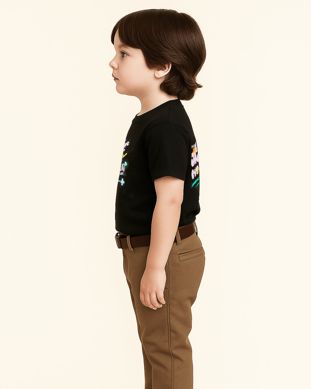 Zarraa Boy's Black “Chase More Dreams” Graphic T-Shirt BTS-19