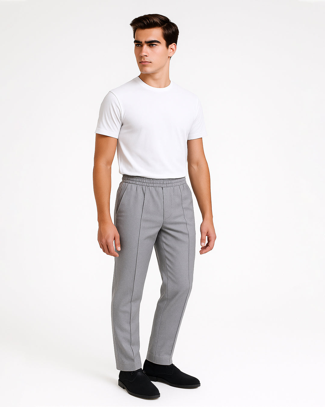 Zelig Branded Men's Ash Grey Textured Trouser MTR-04