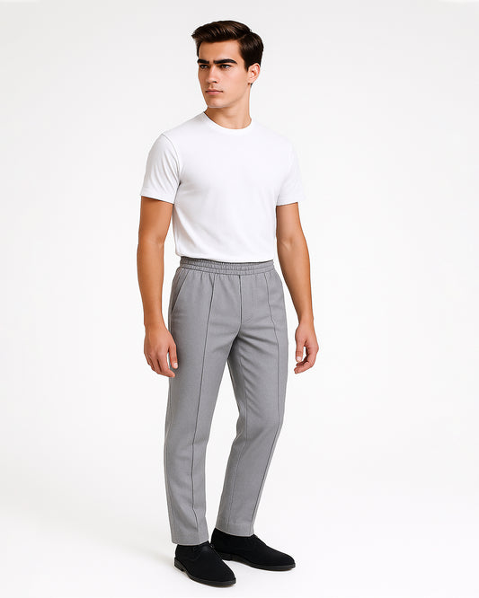 Zelig Branded Men's Ash Grey Textured Trouser MTR-04