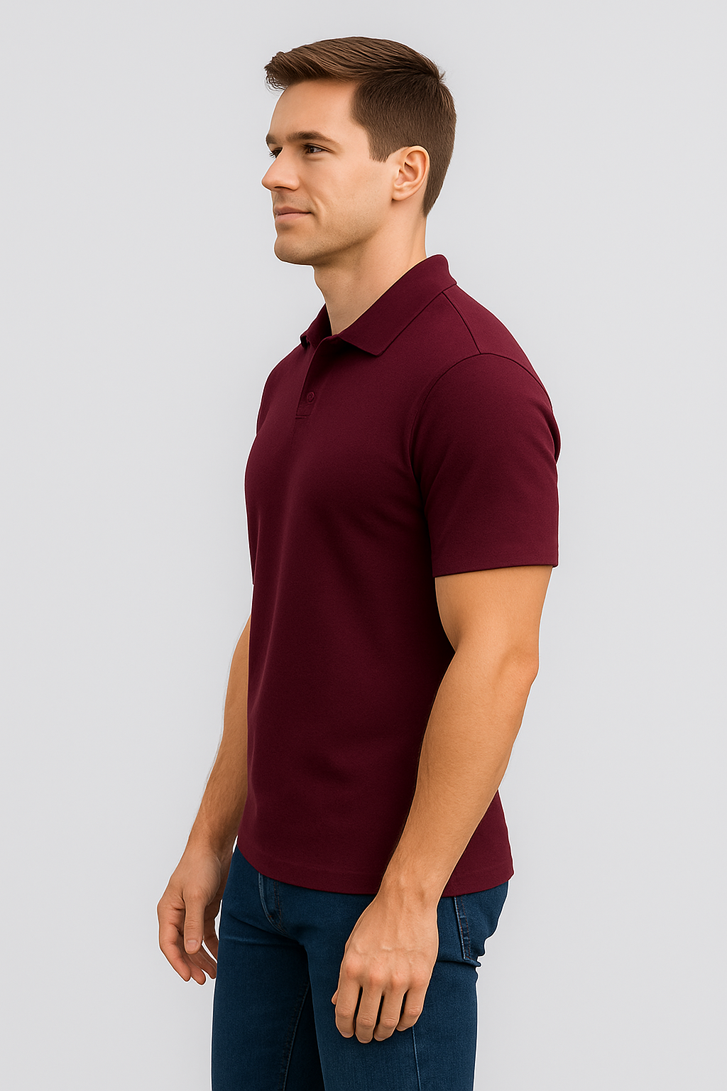 Spark Men's Rib Polo T-shirt Maroon Color MPT-05