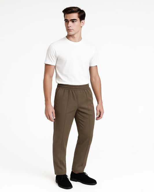 Zelig Men's Olive Brown Smart Fit Trouser MTR-01