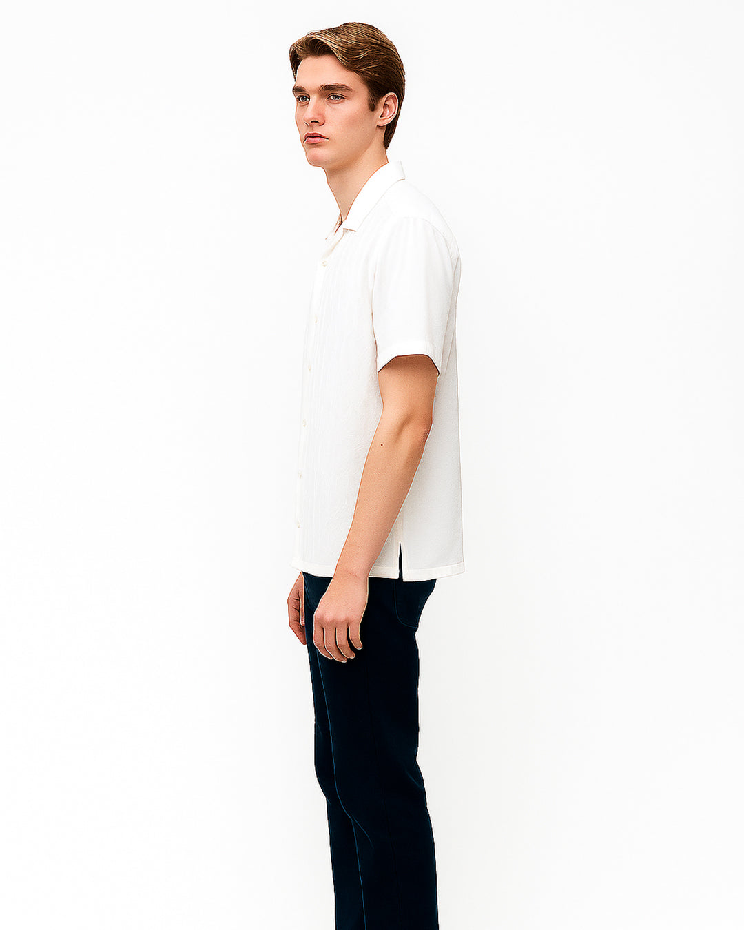 Zelig Branded Casual Textured Shirt White Color MCS-14