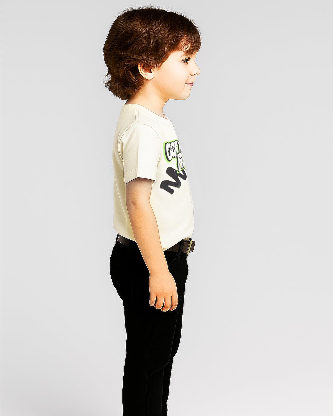 Zarra Branded Boy's Off-White “Get Ready Bro” Graphic T-Shirt BTS-20