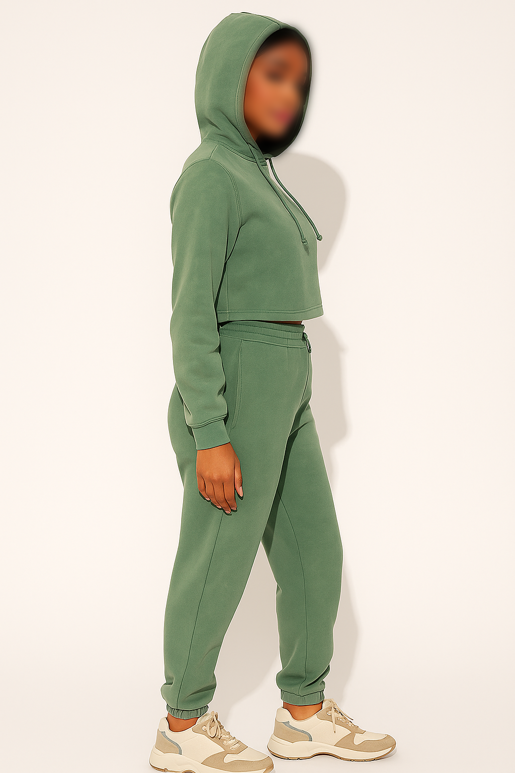 Fashion Nva Women's Sage Green Colour Crop Hoodie FNWH-01