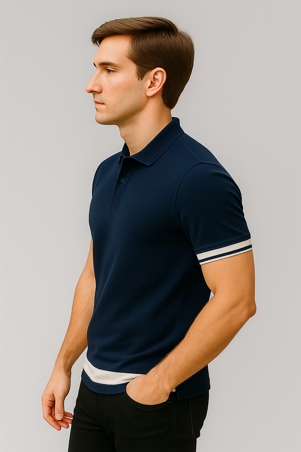 Men's Polo T-shirt Navy Blue Color MPT-04