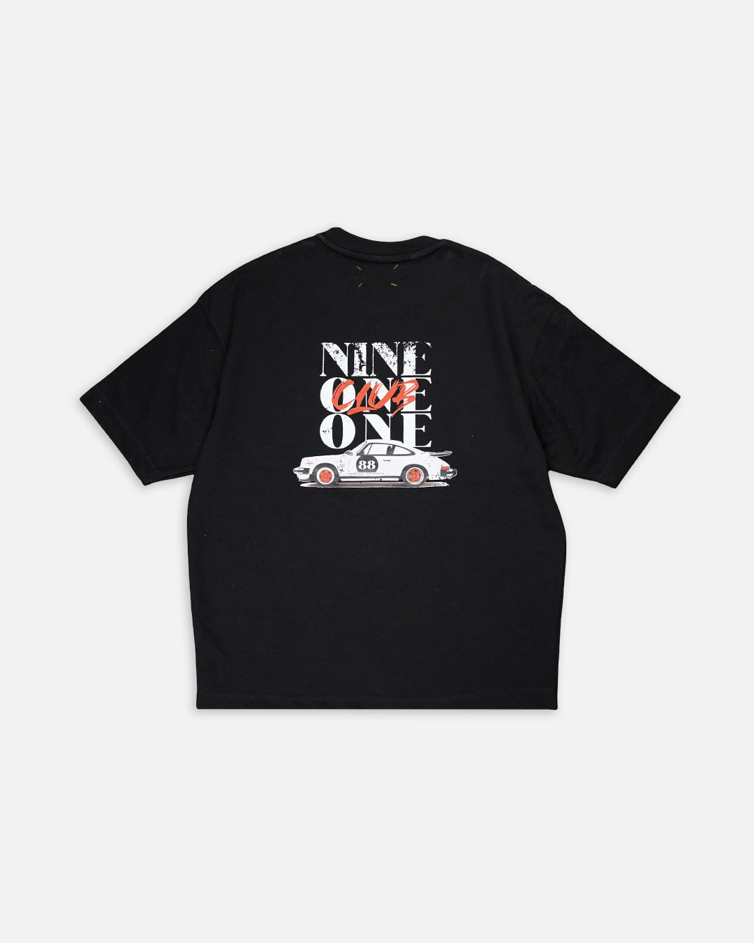 Pas Monaco Branded Men's Black Drop Shoulder “Nine One One Club” Graphic Tee MT-08