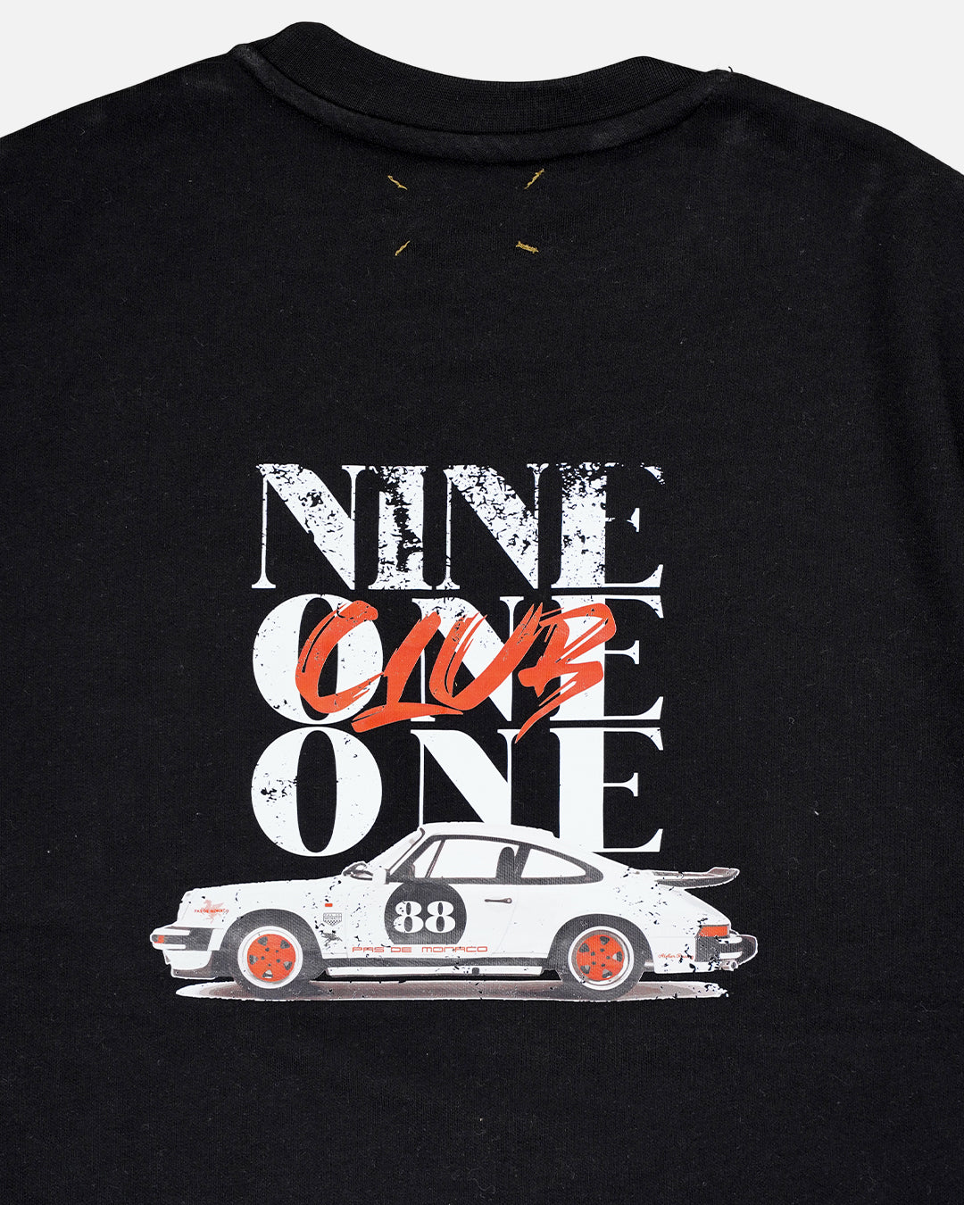 Pas Monaco Branded Men's Black Drop Shoulder “Nine One One Club” Graphic Tee MT-08