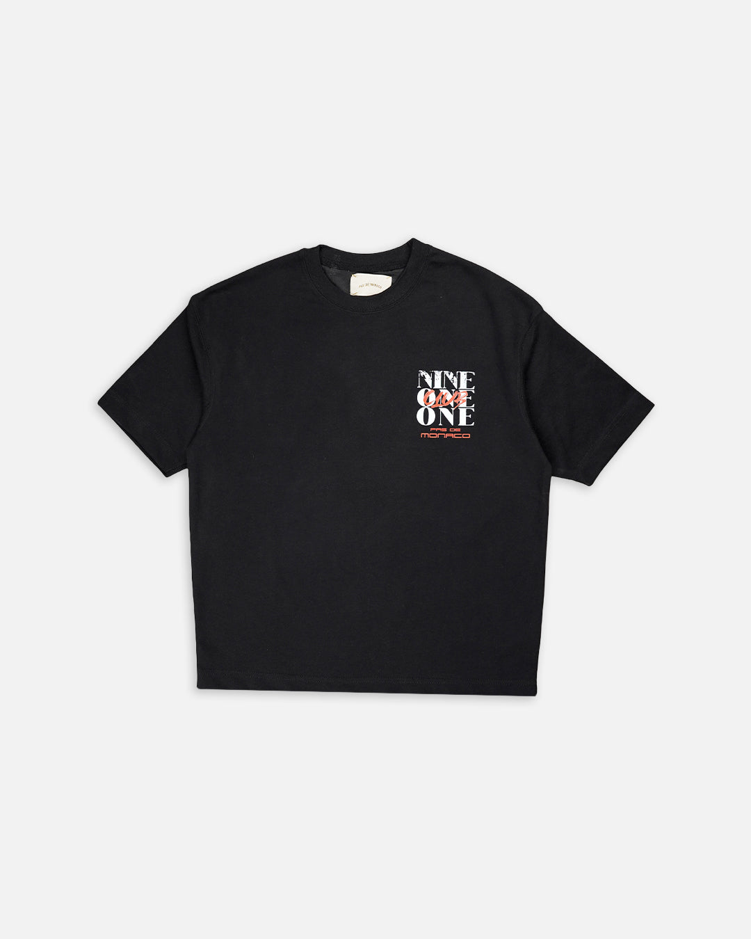 Pas Monaco Branded Men's Black Drop Shoulder “Nine One One Club” Graphic Tee MT-08