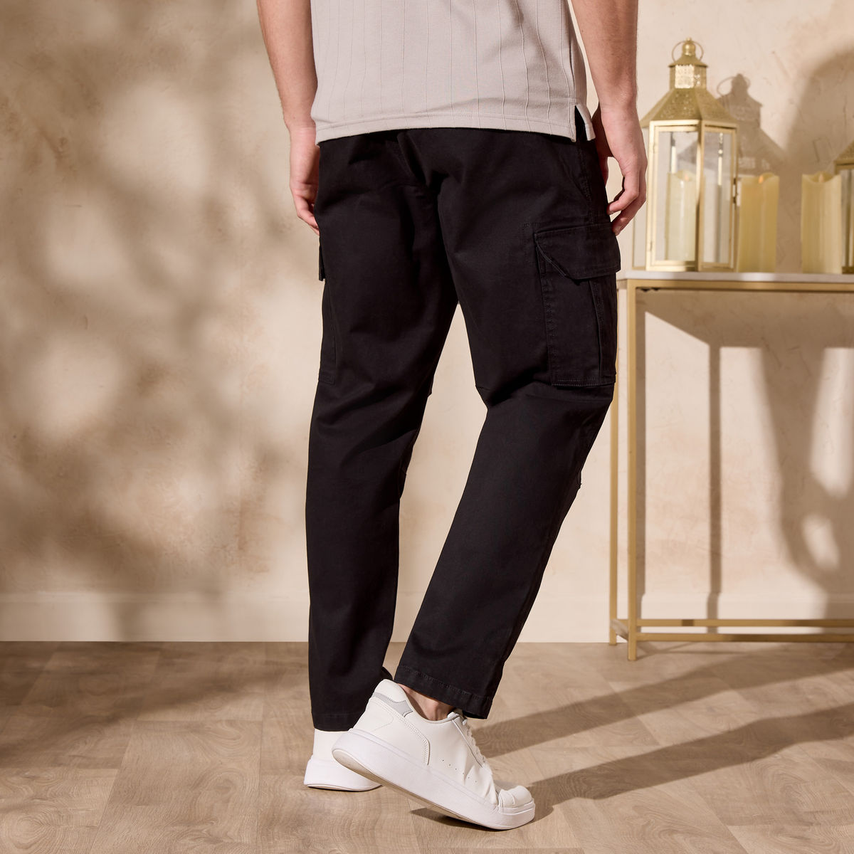 MXX Plain Black Cargo Pant 6 Pockets