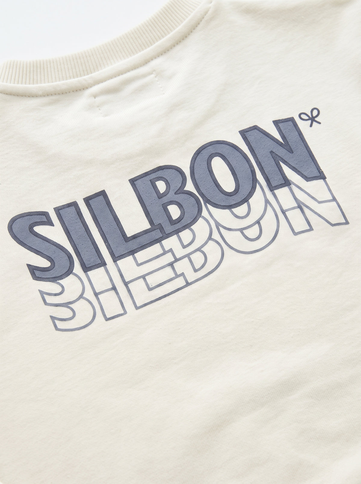 Branded Unisex Ribbon Back-Print Cream Crewneck Sweatshirt Sp-76