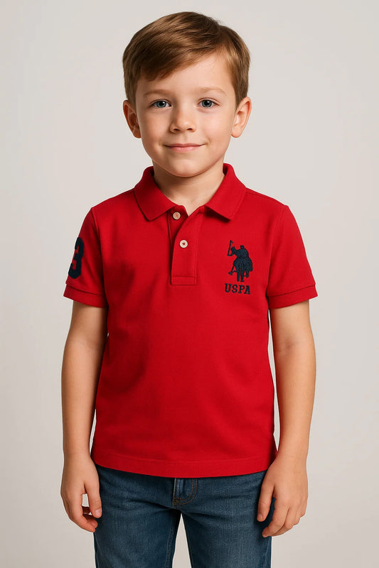 US Pollo Branded Boy's Polo T-shirt Red Color BPT-07