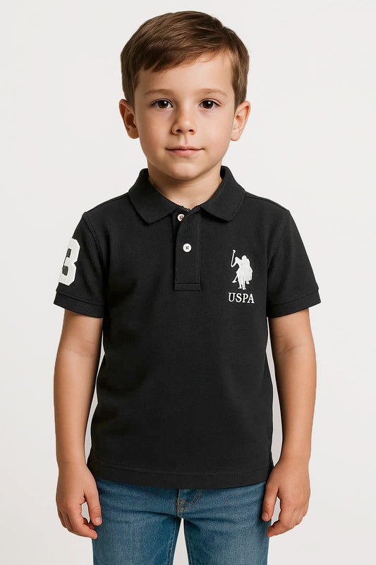 US Pollo Branded Boy's Polo T-shirt Black Color BPT-06