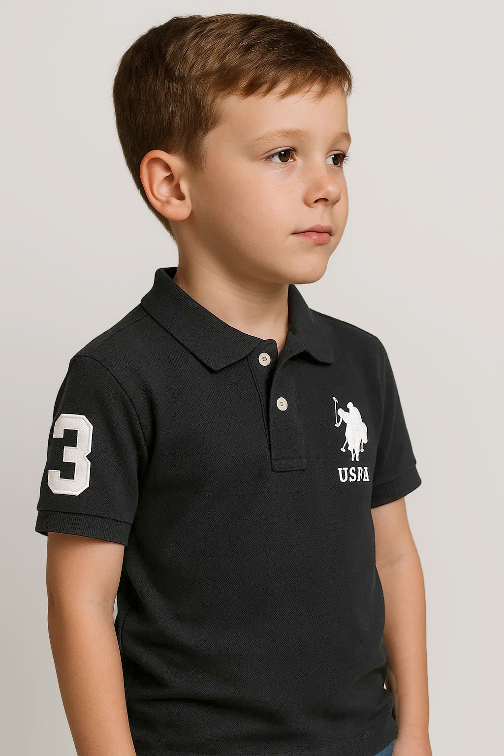 US Pollo Branded Boy's Polo T-shirt Black Color BPT-06