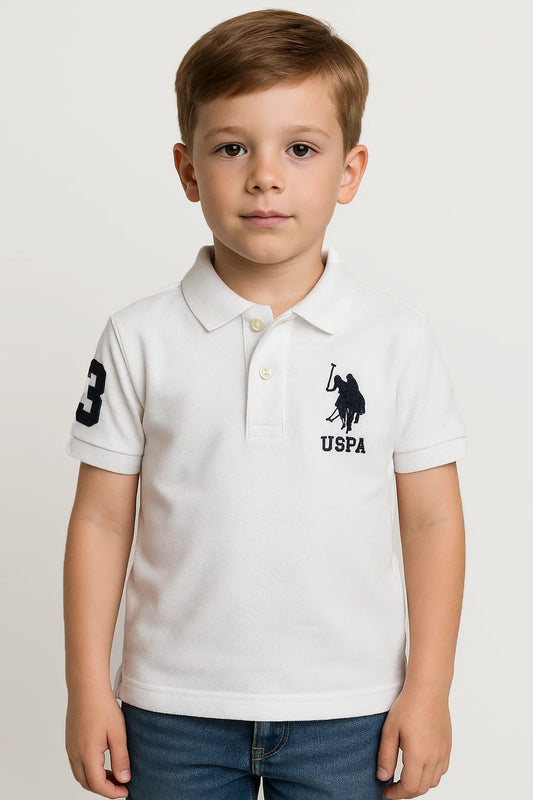 US Pollo Branded Boy's Polo T-shirt White Color BPT-04