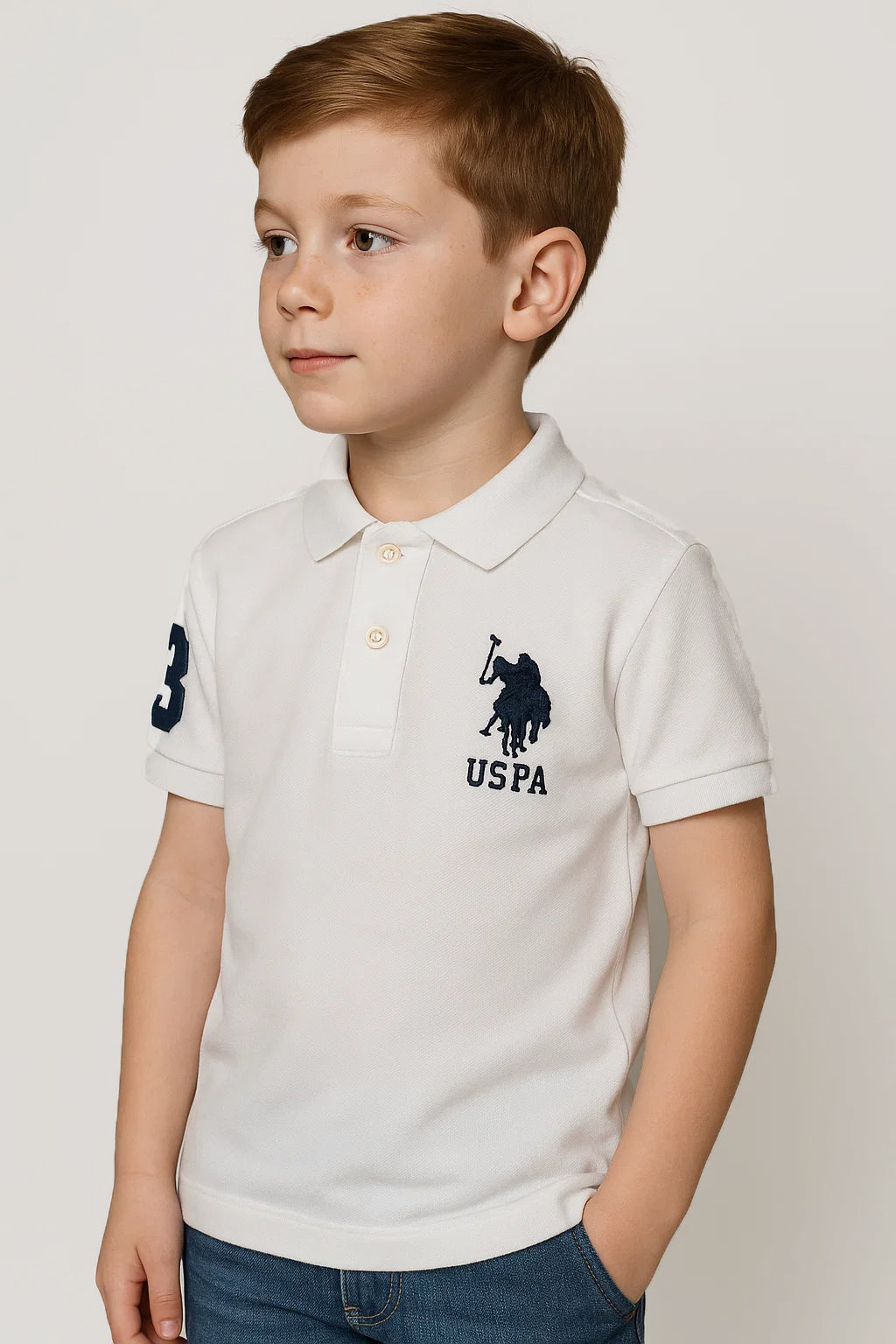 US Pollo Branded Boy's Polo T-shirt White Color BPT-04