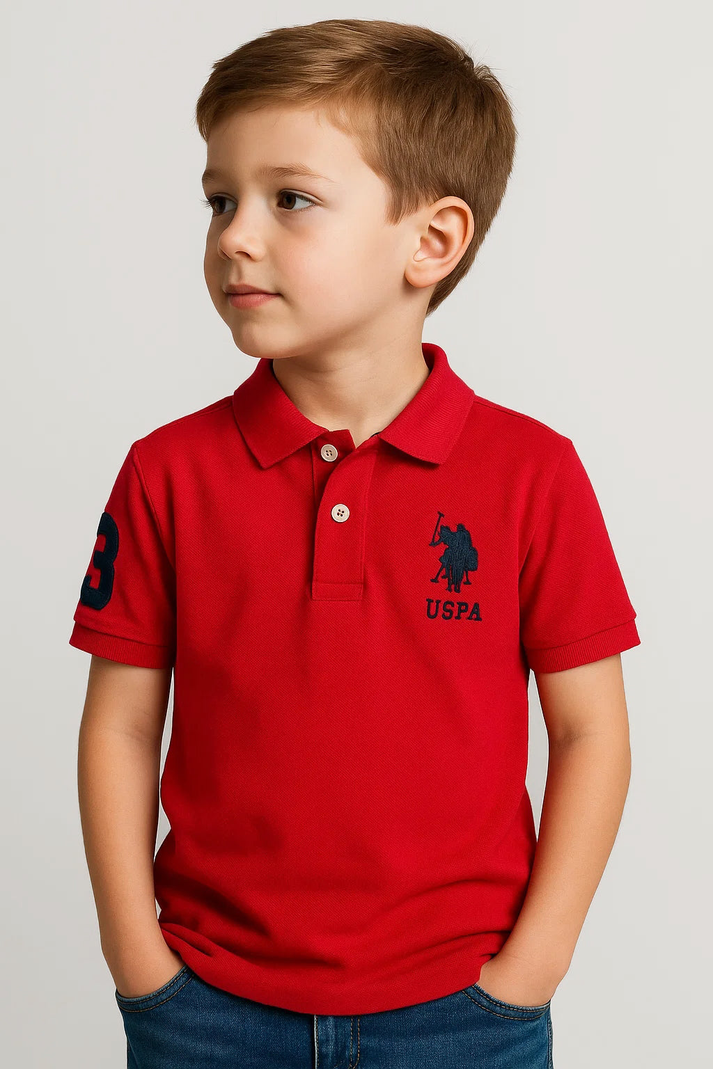 US Pollo Branded Boy's Polo T-shirt Red Color BPT-07