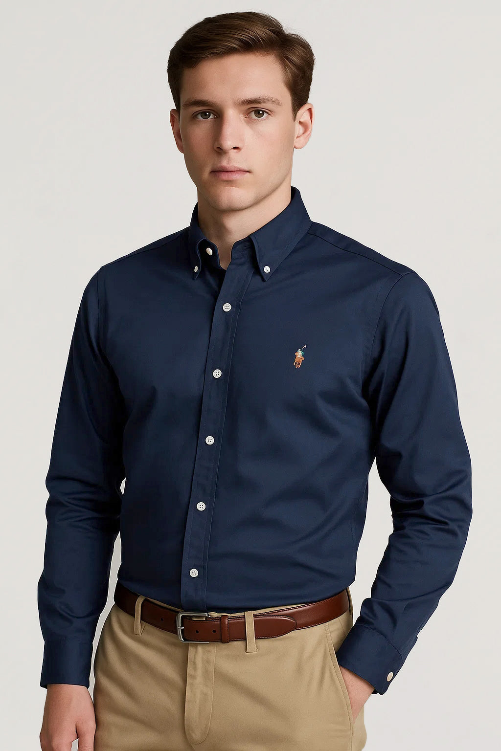 Pollo Branded Men's Slim Fit Navy Blue Color Shirt MFS-13
