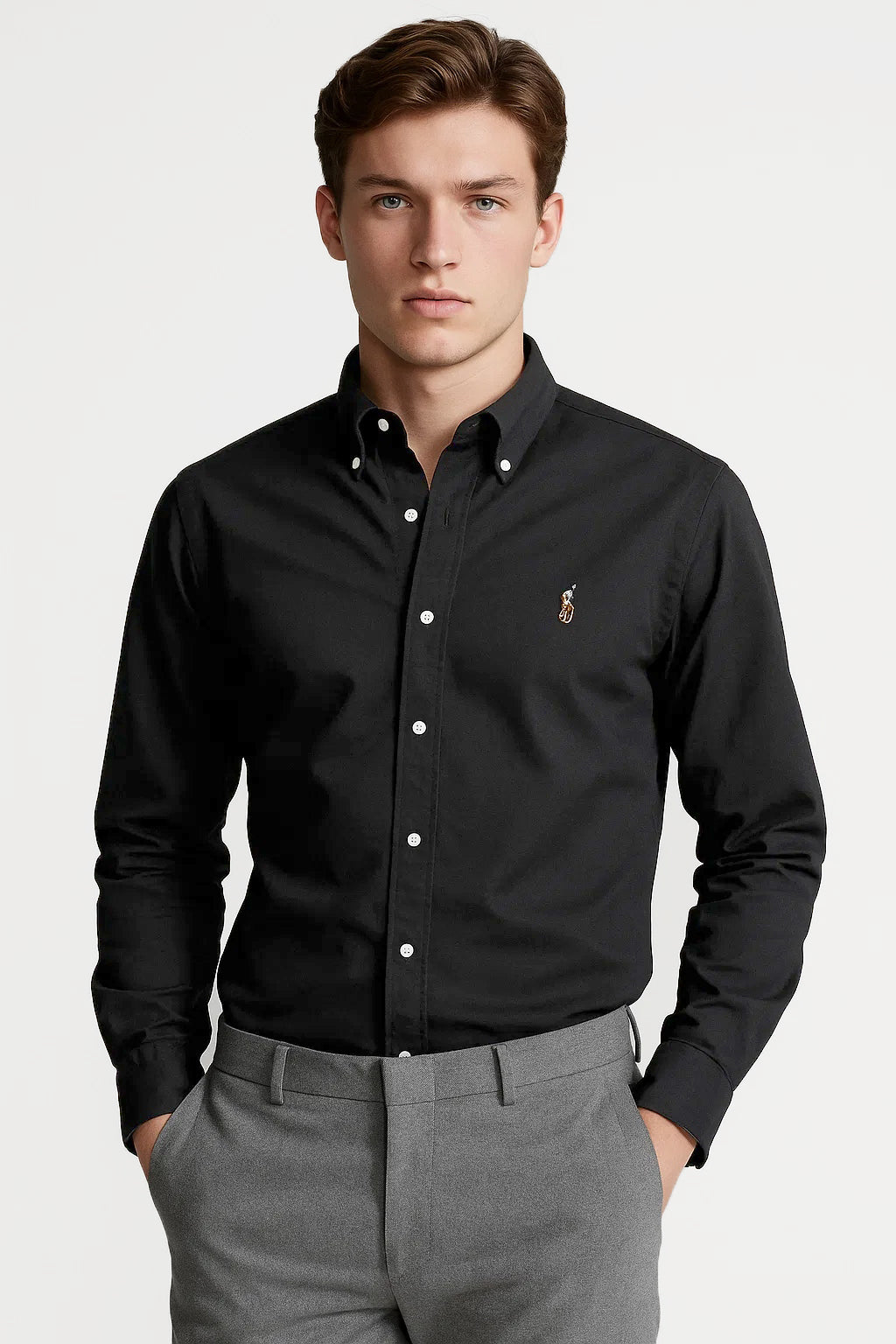 Pollo Branded Men's Slim Fit Black Color Shirt MFS-11