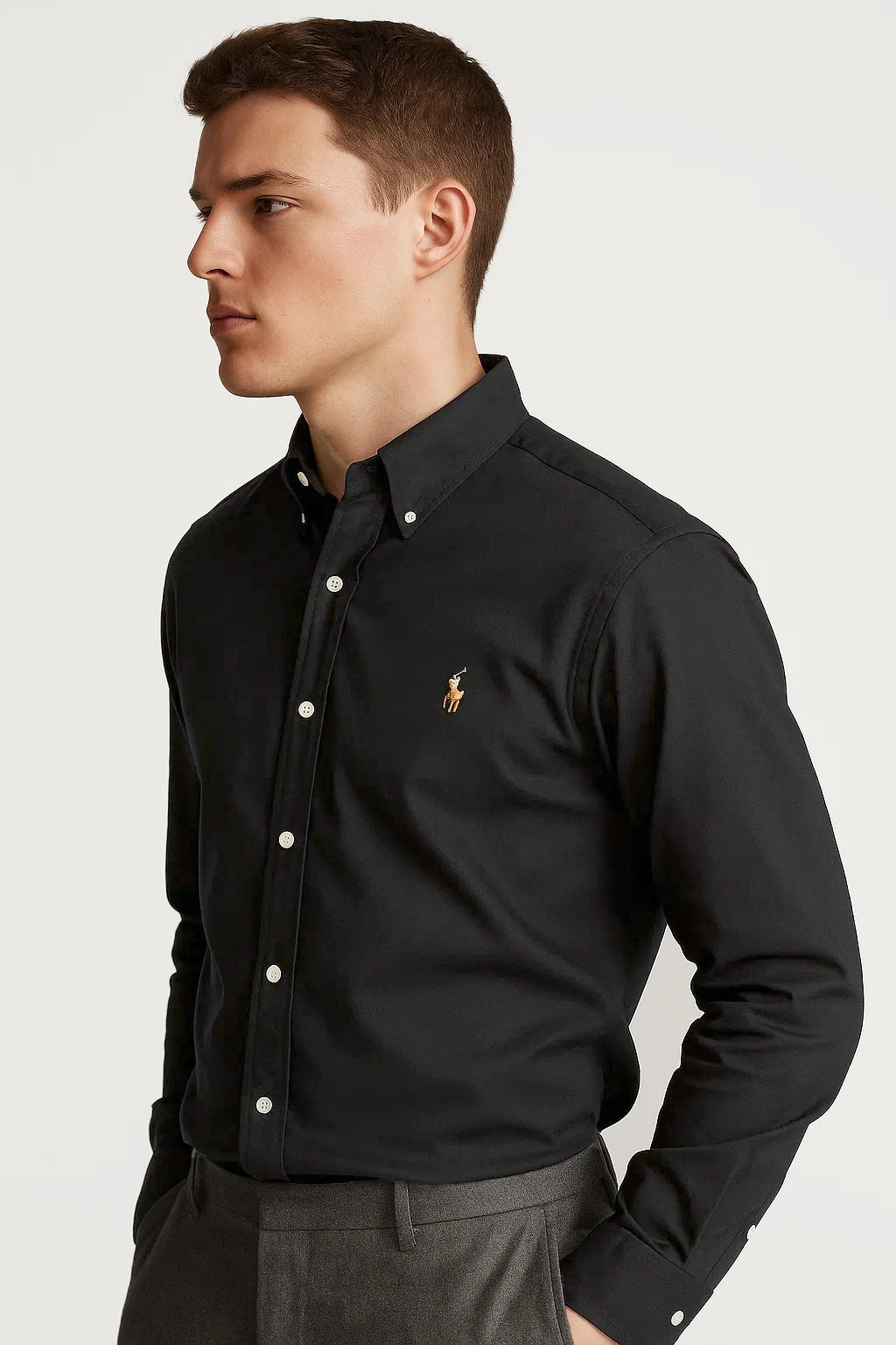 Pollo Branded Men's Slim Fit Black Color Shirt MFS-11