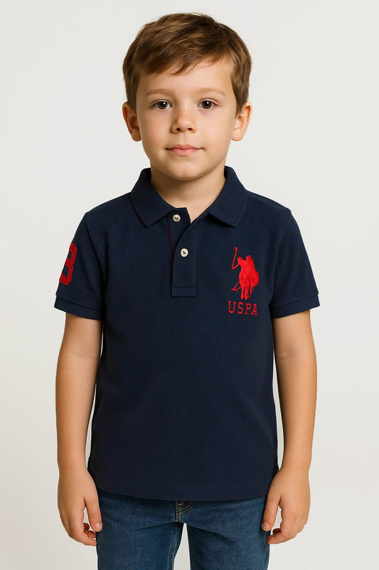US Pollo Branded Boy's Polo T-shirt Navy Blue Color BPT-08