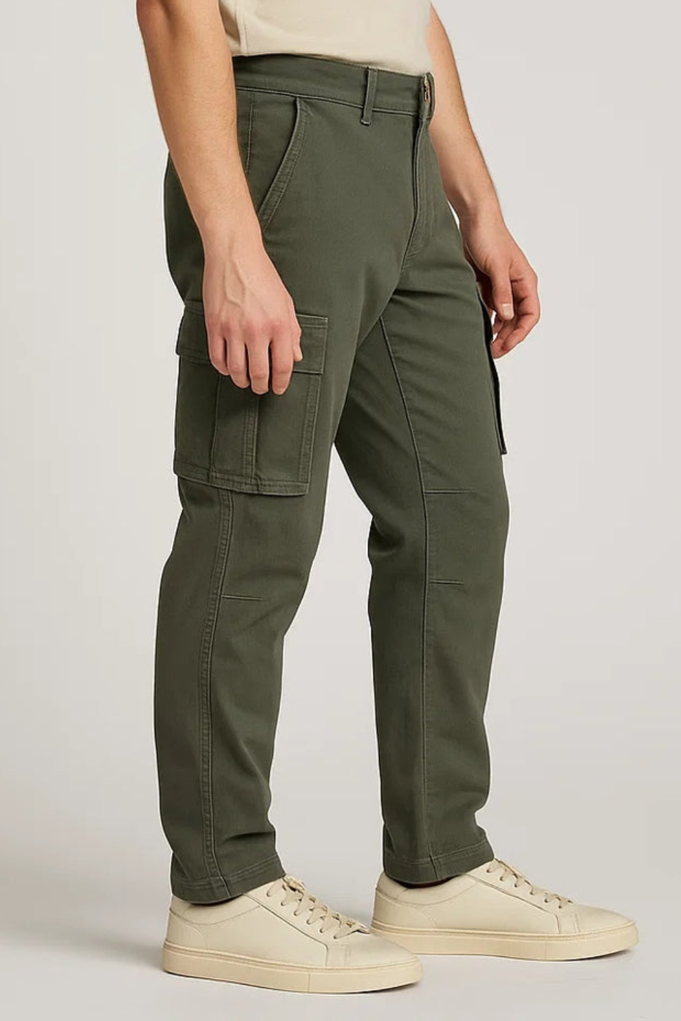 PullNBear Branded Men's Cargo Fit Pant Olive Green Color CFP-07
