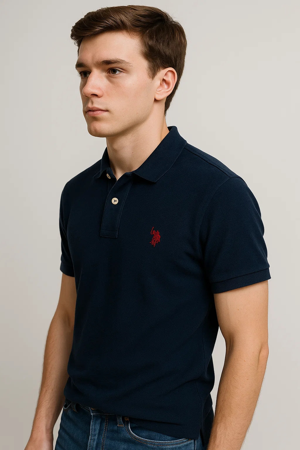 US Pollo Branded Men's Polo T-shirt Navy Blue Color MPT-21