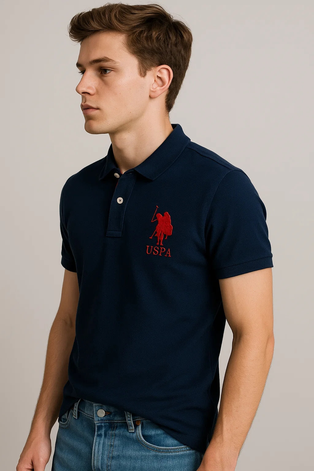 US Pollo Branded Men's Polo T-shirt Navy Blue Color MPT-13
