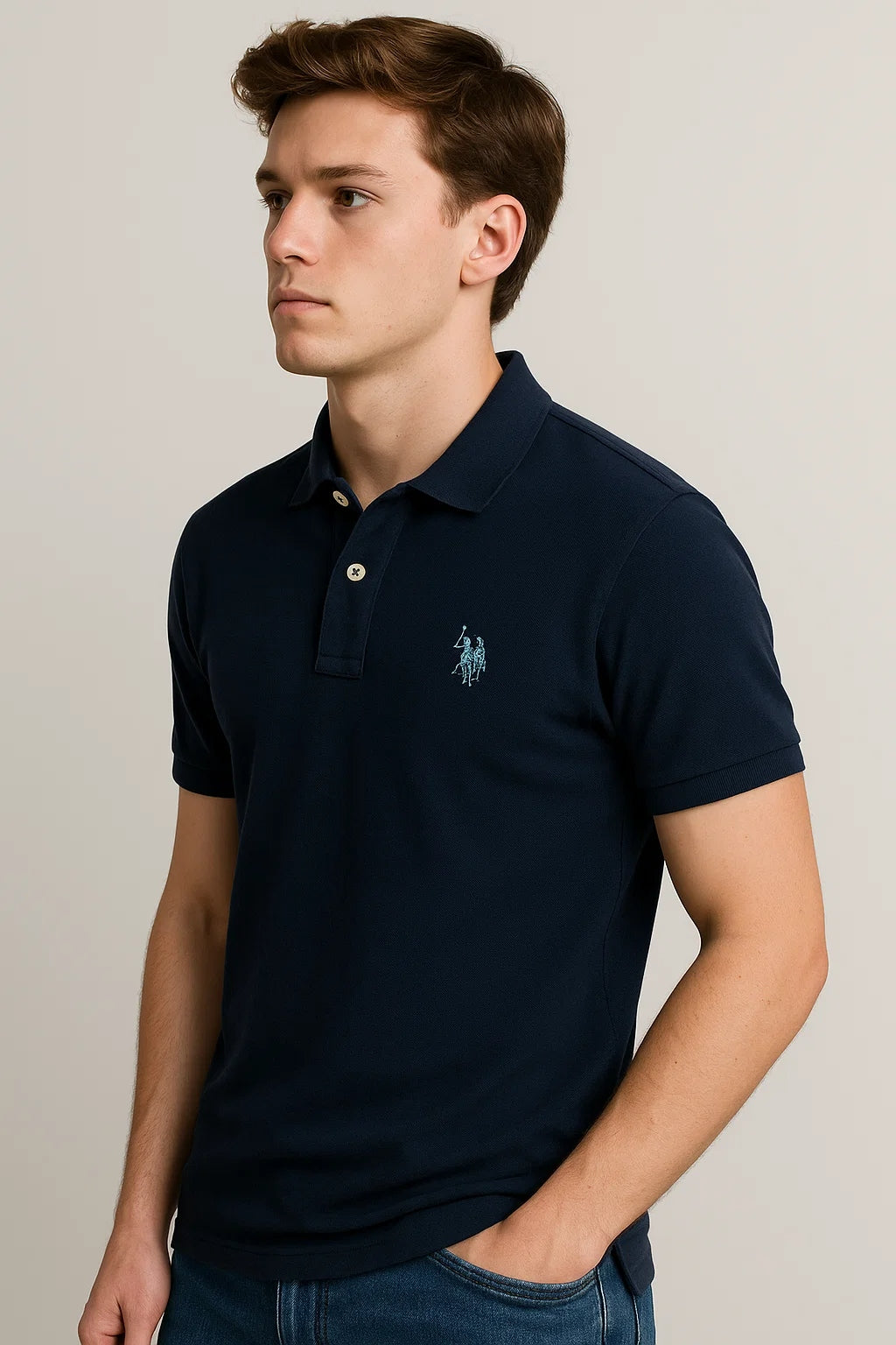 US Pollo Branded Men's Polo T-shirt Navy Blue Color MPT-19