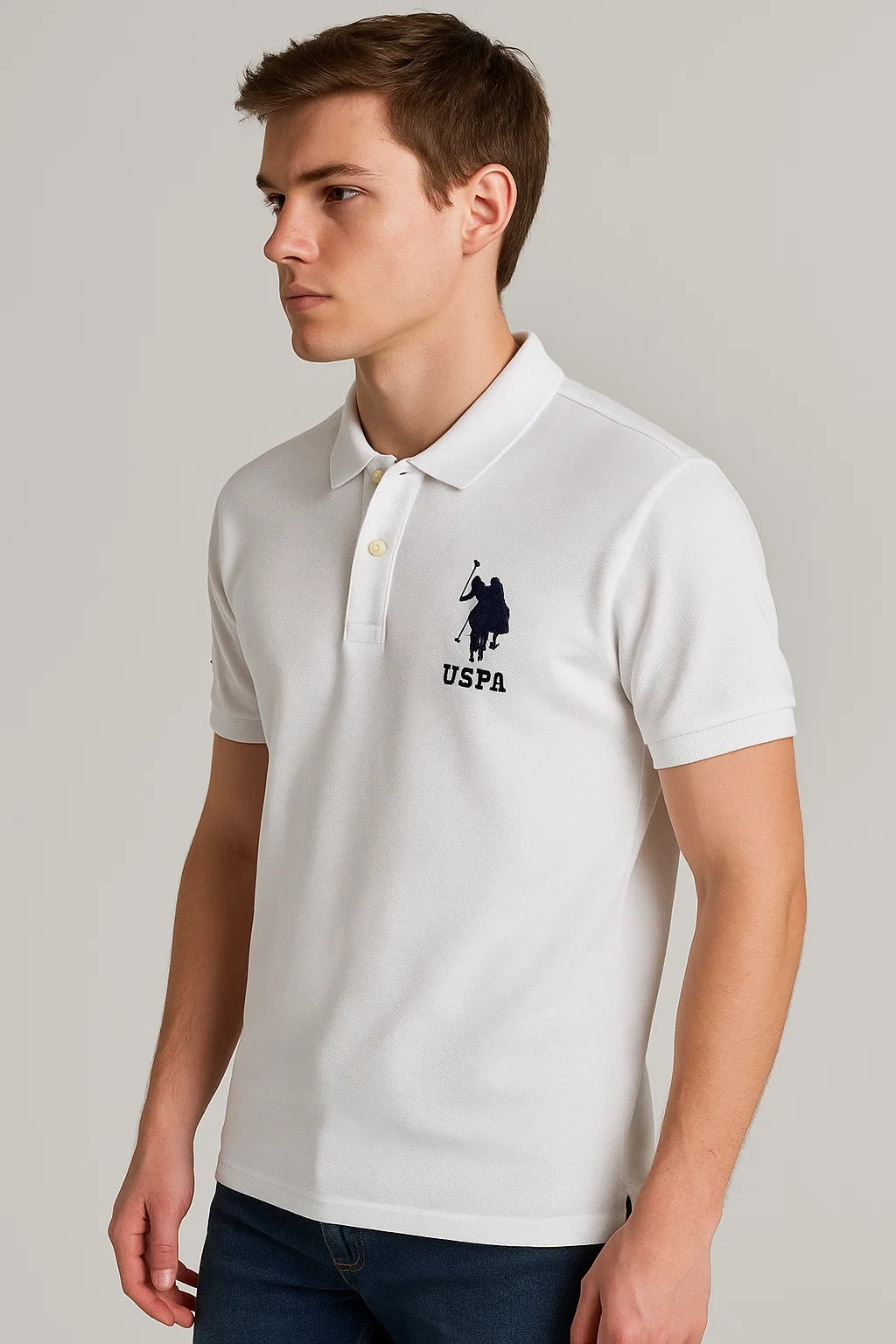 US Pollo Branded Men's Polo T-shirt White Color MPT-17