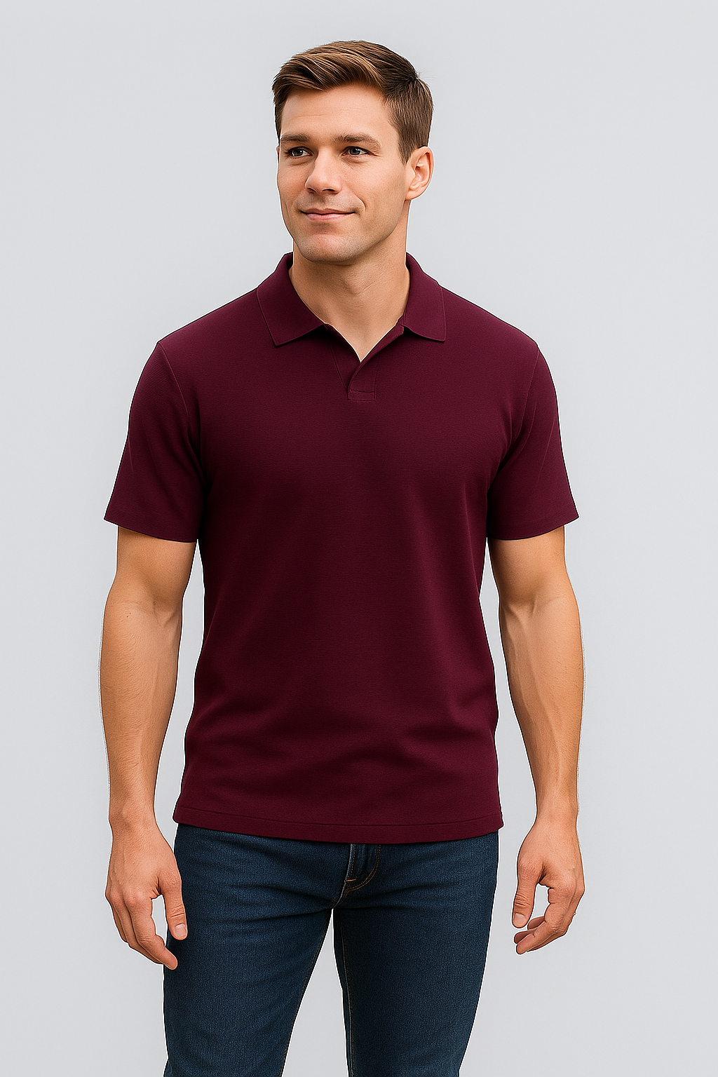 Spark Men's Rib Polo T-shirt Maroon Color MPT-05