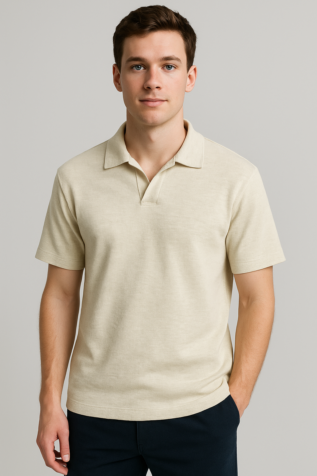 Spark Men's Rib Polo T-shirt Off White Color MPT-08