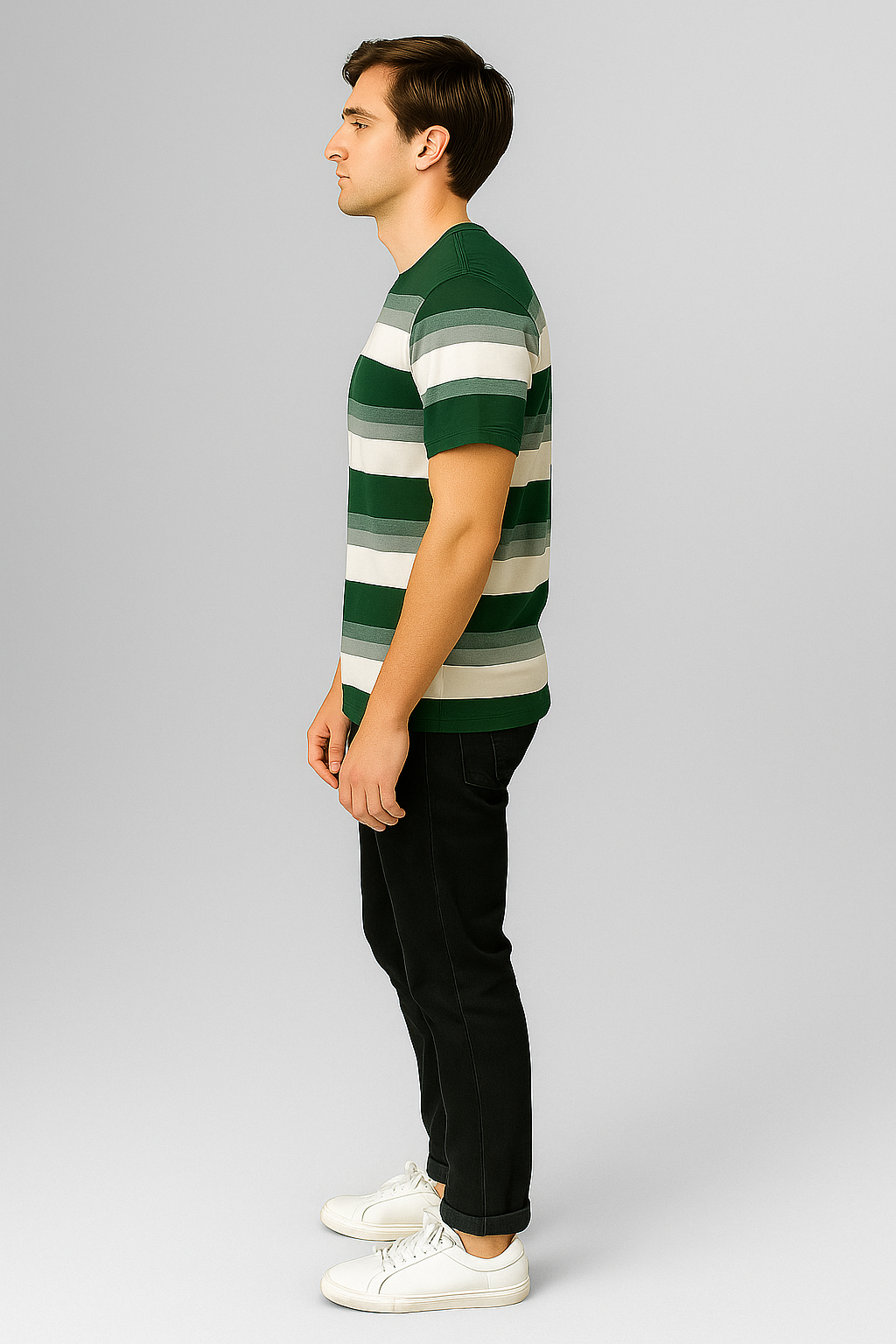 East Hll Branded Men's Green & White Color T-shirt MT-03