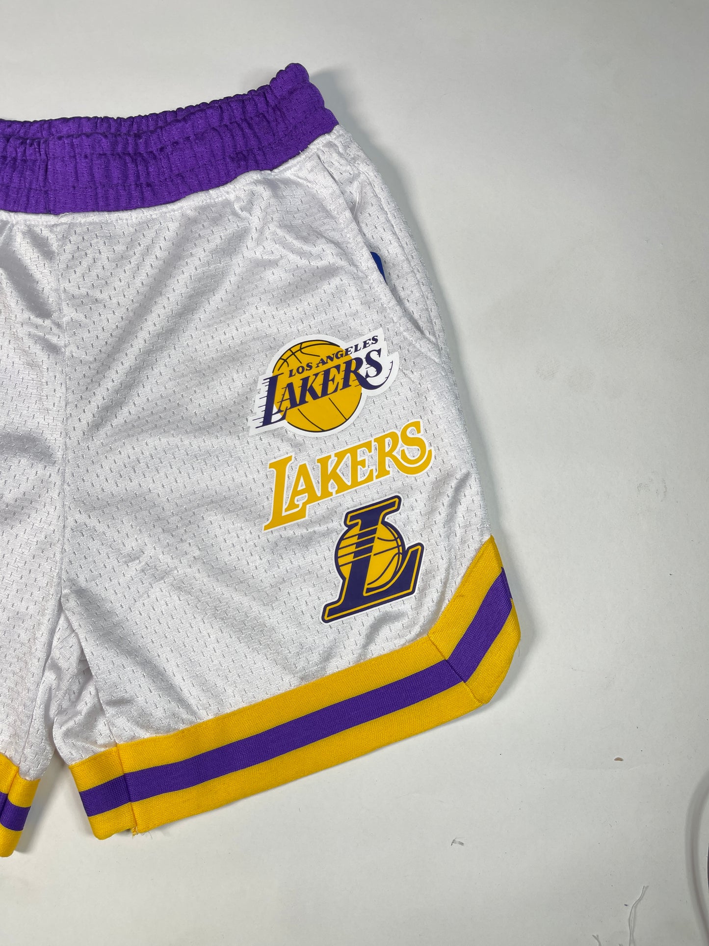 NBBA Branded Boy's Polyester Shorts White & Yellow Color BST-06