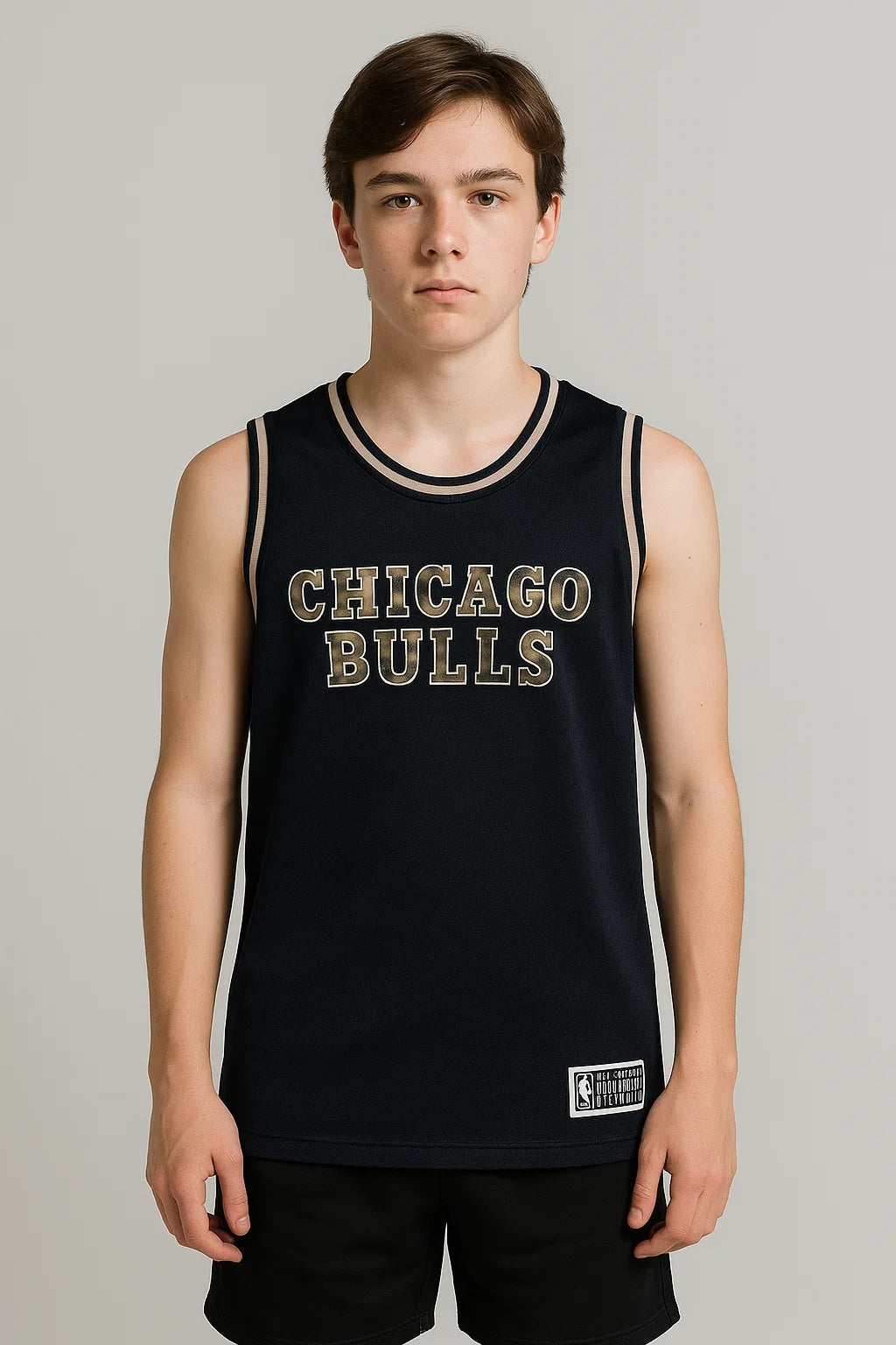 NBBA Branded Boy's Polyester Sando Black Color BSO-02