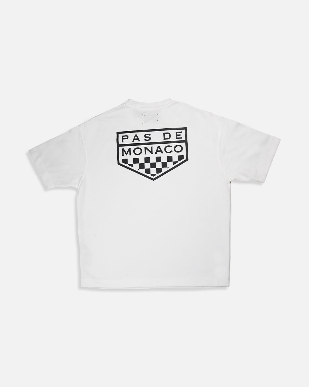 Pas Monaco Branded Men's White Drop Shoulder Racing Graphic Tee MT-19