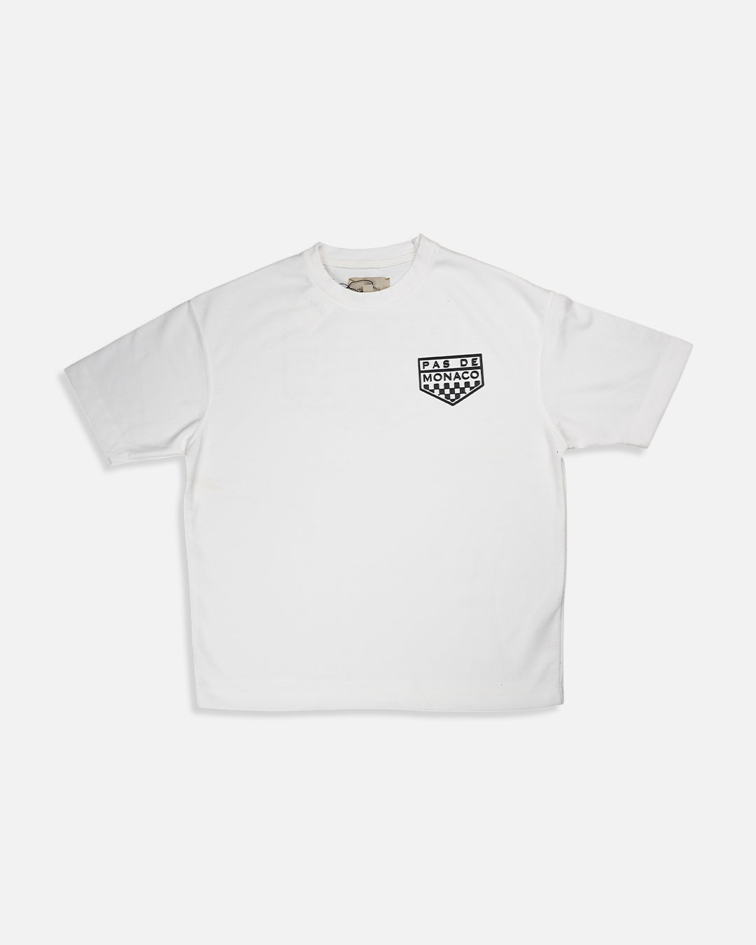 Pas Monaco Branded Men's White Drop Shoulder Racing Graphic Tee MT-19