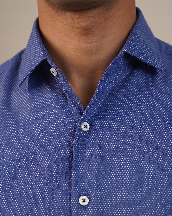 Calvy Klien Branded Mens Formal Shirt-Blue Micro-Dot MFS-46