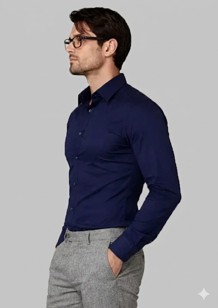 Zelig Branded Mens Formal Shirt - Navy Blue MFS-30