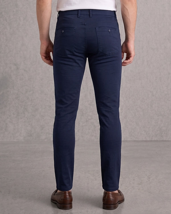 Zelig Branded Men's Navy Blue Color Slim-Fit Cotton Chinos Branded MCP-31