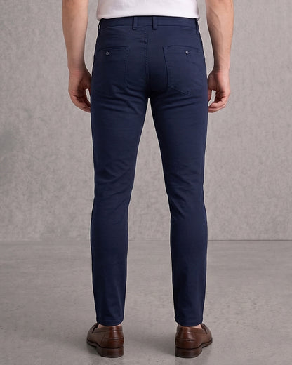 Zelig Branded Men's Navy Blue Color Slim-Fit Cotton Chinos Branded MCP-31