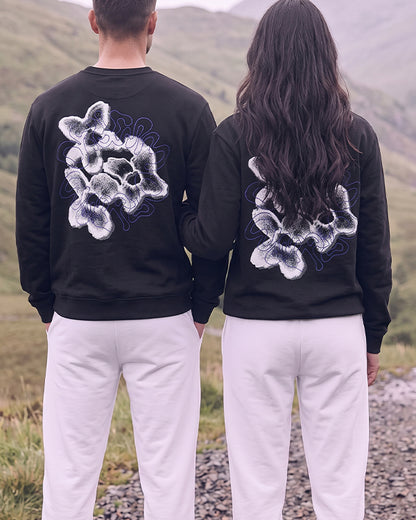 Branded Unisex Noir Abstract Back-Print Crewneck – Black Sp-74