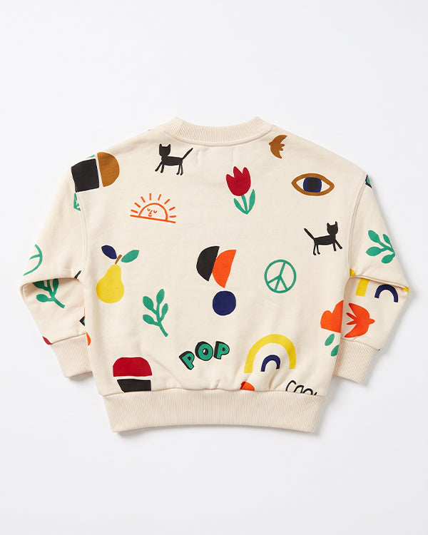 Branded Kids' Abstract & Pop Art Motif All-Over Print Crewneck Sweatshirt – Off-White SP-61