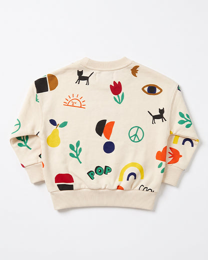 Branded Kids' Abstract & Pop Art Motif All-Over Print Crewneck Sweatshirt – Off-White SP-61