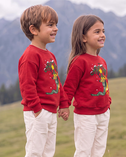 Branded Kids "Merry Christmas" Festive Dachshund Graphic Sweatshirt – Red SP-54