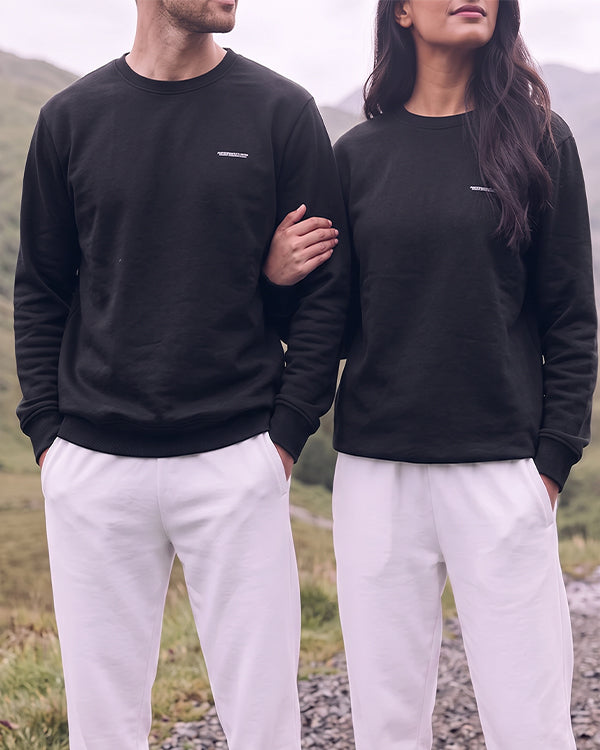 Branded Unisex Noir Abstract Back-Print Crewneck – Black Sp-74