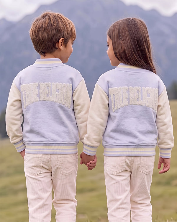 Branded Kids Bomber Jacket – Light Blue & Cream SP-63