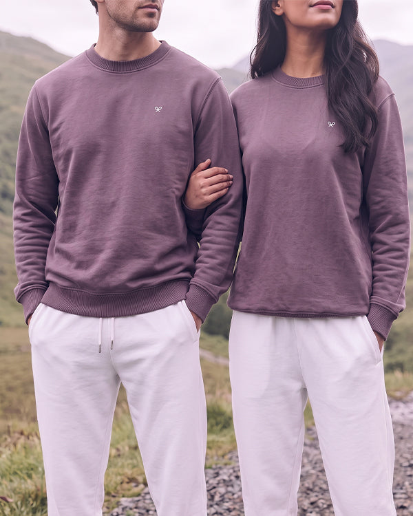 Branded Unisex Embroidered Bow Logo Sweatshirt - Dusty Purple Sp-78
